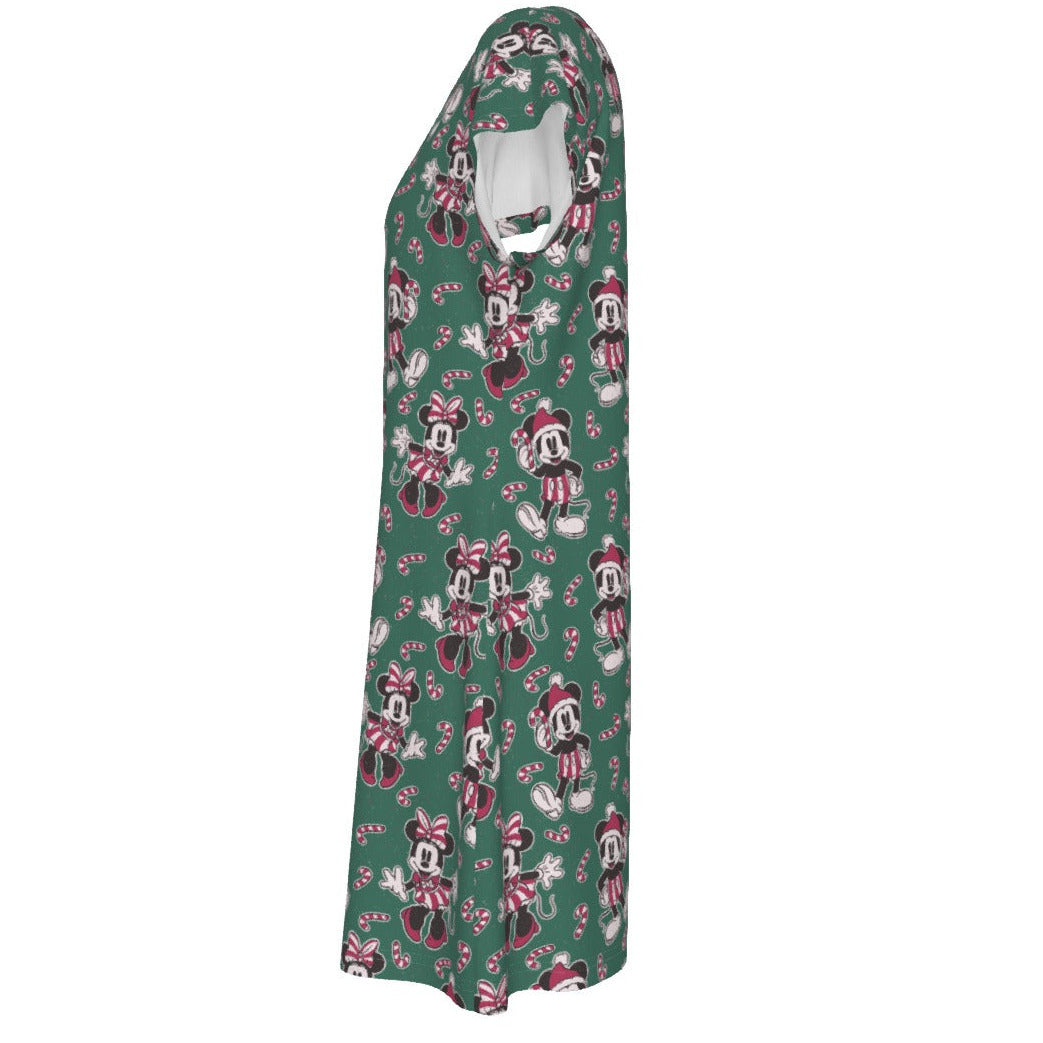 Mouse and Bow Peppermint Pals - Women's T-Shirt Dress