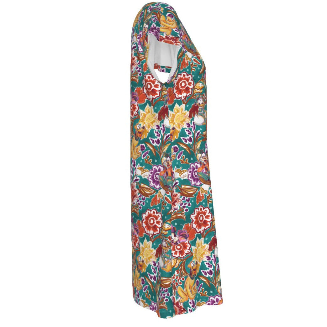 Mouse and Friends Fall Garden - Women's T-Shirt Dress