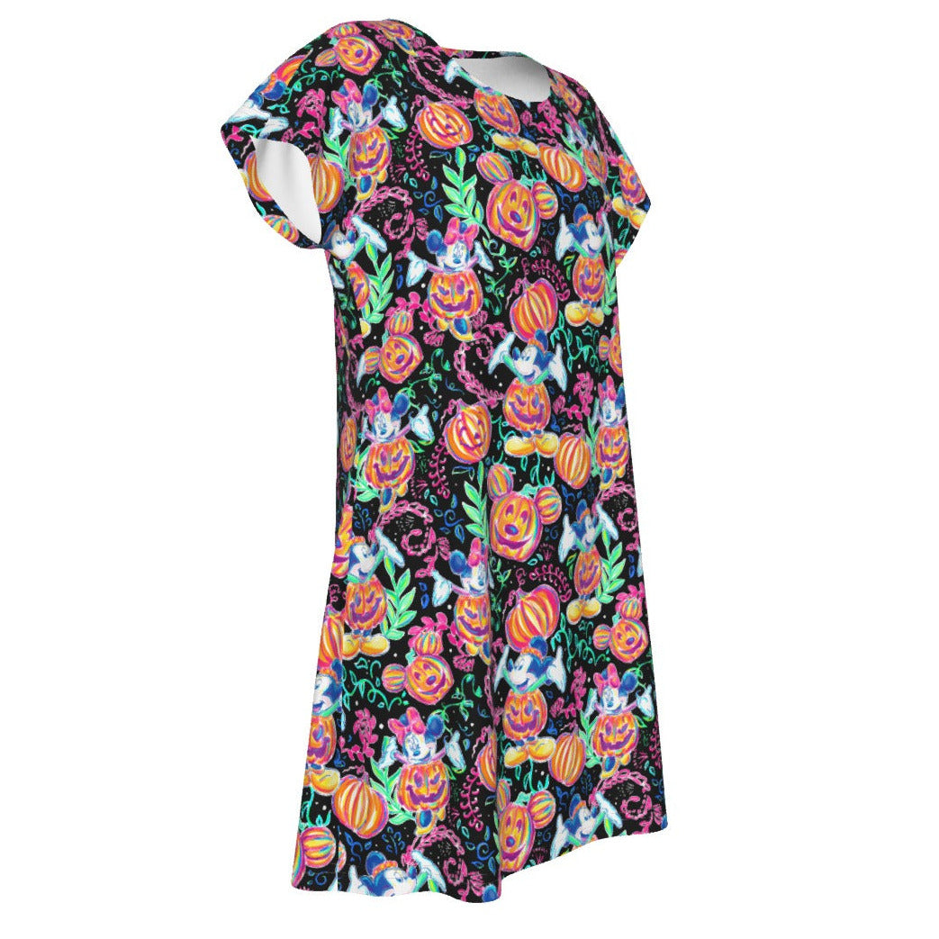Mouse and Friends Pumpkin Parade - Women's T-Shirt Dress