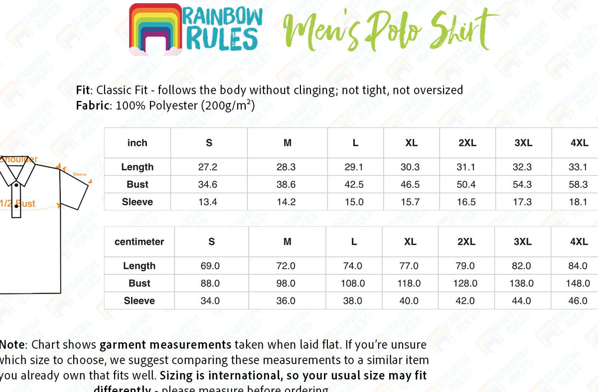 Men's Polo Shirt Size Chart