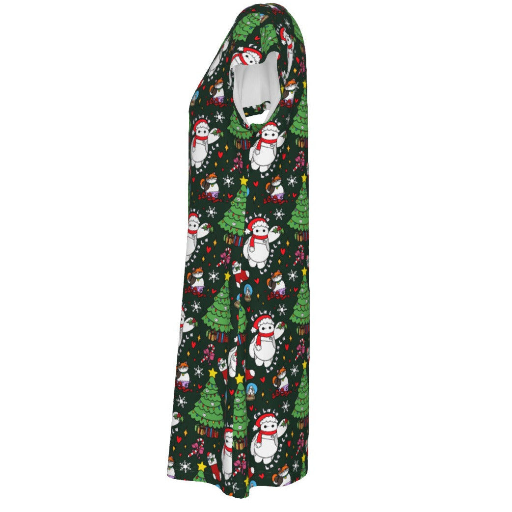 Robot Christmas Cheer - Women's T-Shirt Dress