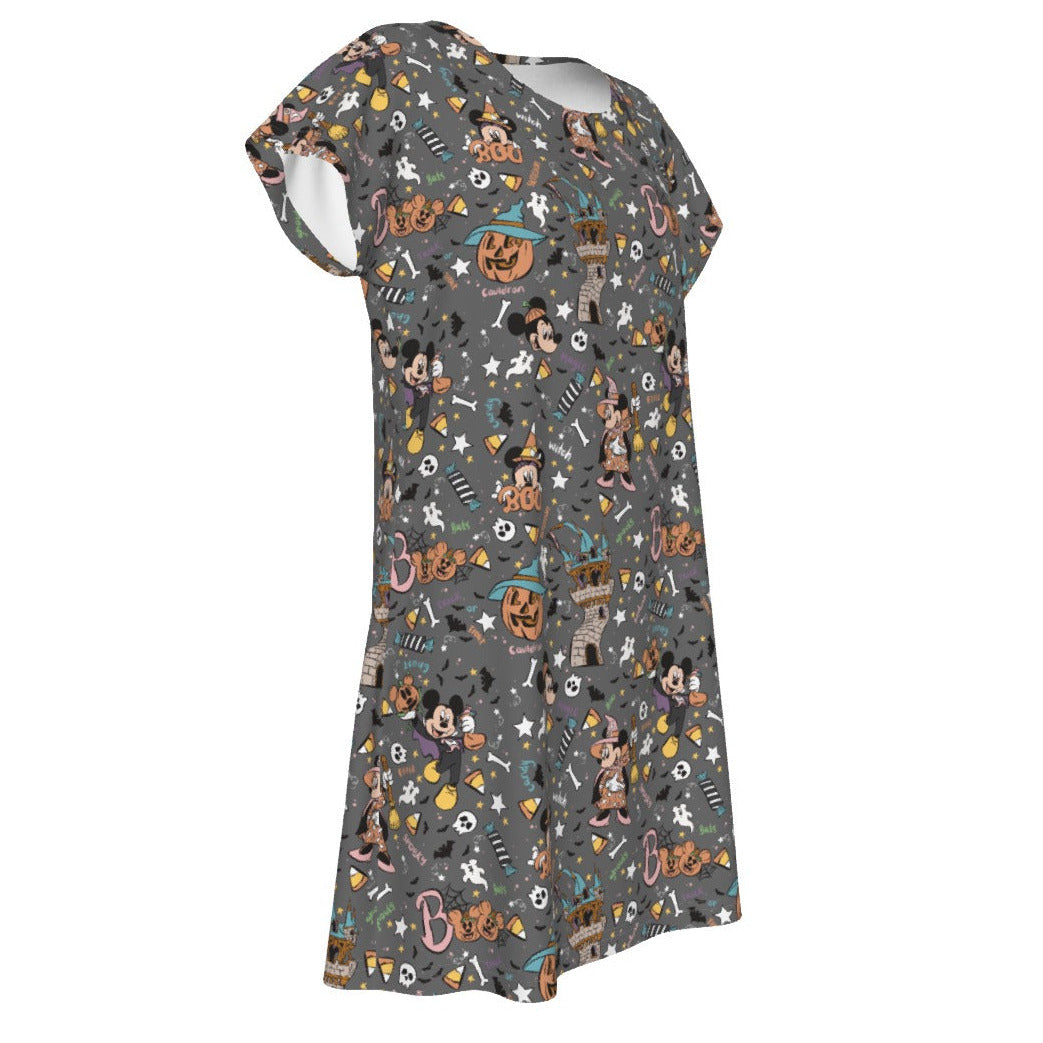 Spooky Spellbook Doodles - Women's T-Shirt Dress