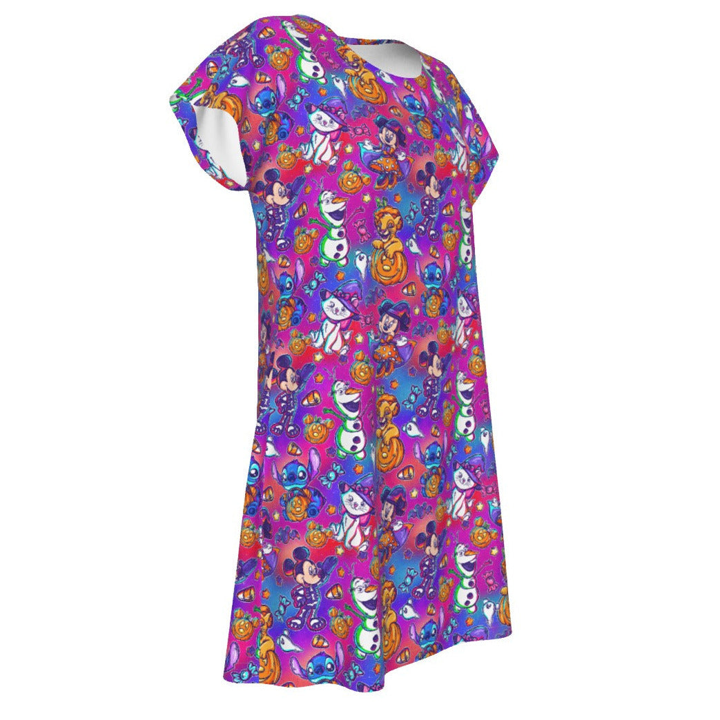 Classic Character Halloween Mashup - Women's T-Shirt Dress