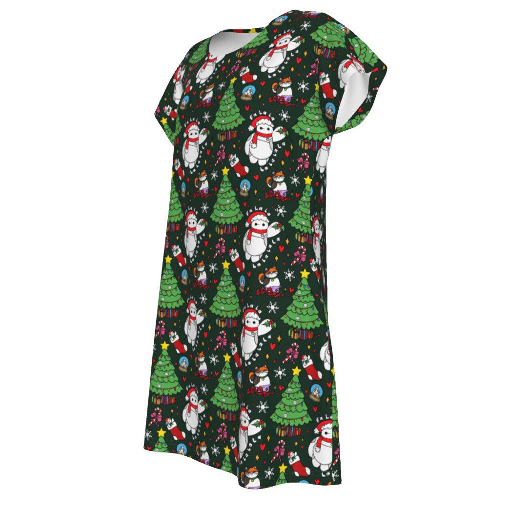 Robot Christmas Cheer - Women's T-Shirt Dress