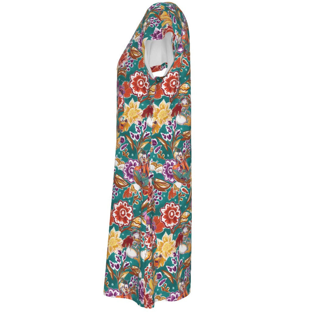 Mouse and Friends Fall Garden - Women's T-Shirt Dress