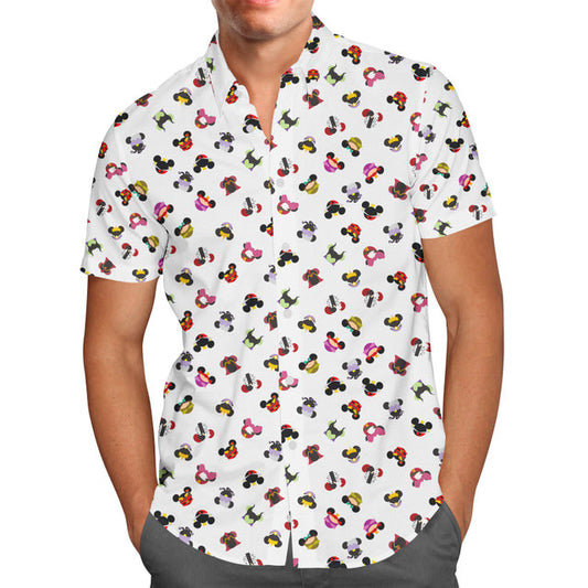 Men's Button Down Short Sleeve Shirt - 2XL - Villains Mouse Ears - READY TO SHIP