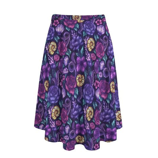 Fairytale Florals – Dark Sea Witch - Women's Pocket Midi Skirt