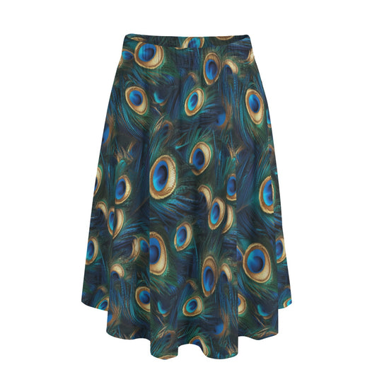 Animal Print - Peacock - Women's Pocket Midi Skirt