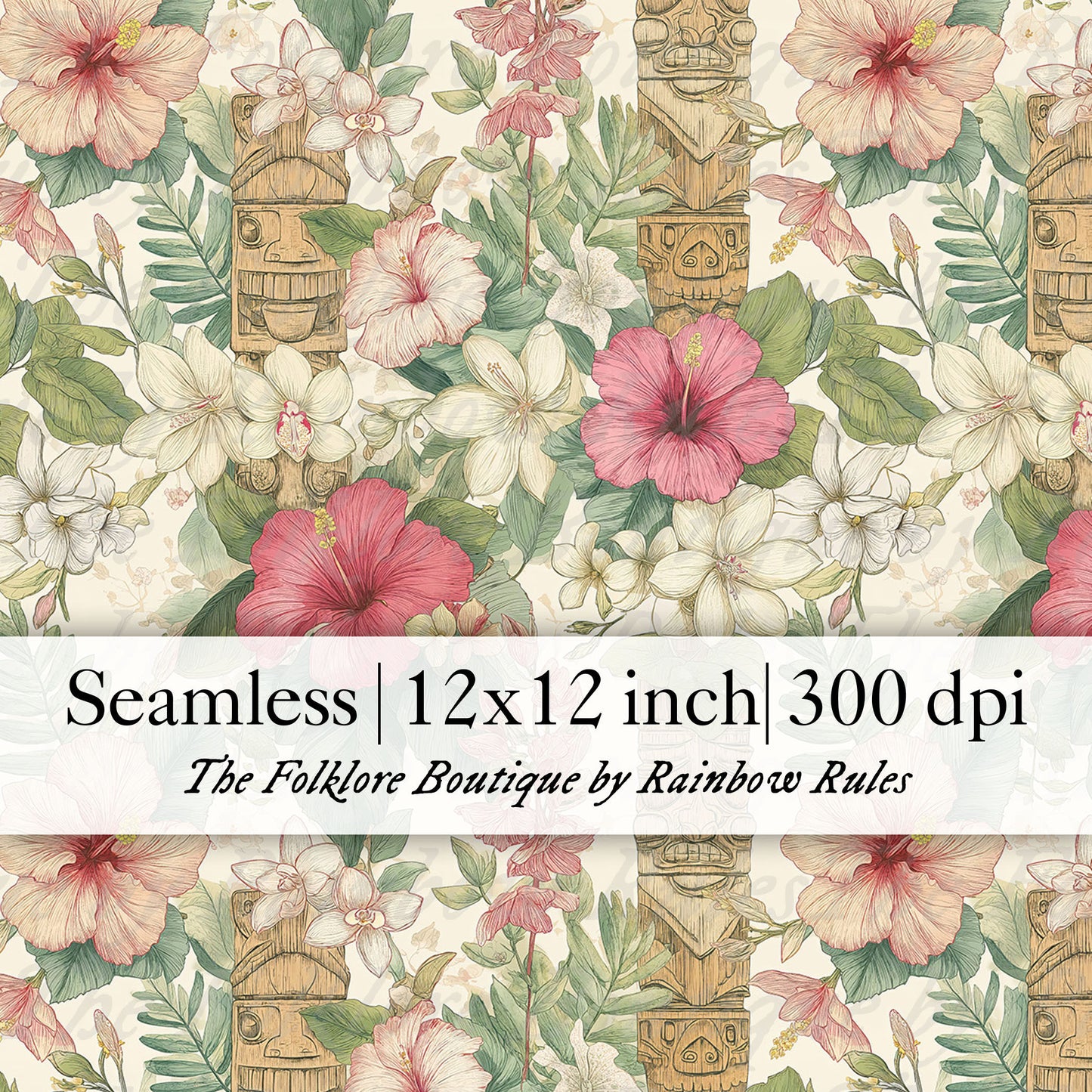 Tropical Tiki Garden - Digital Seamless Pattern