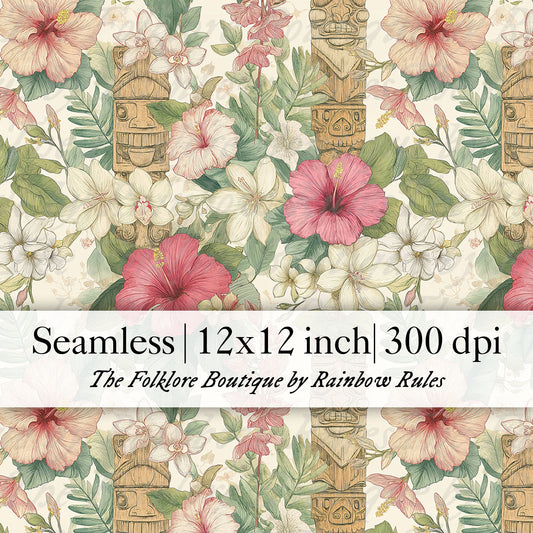 Tropical Tiki Garden - Digital Seamless Pattern