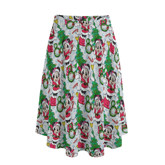Santa Mouse with Sparkle - Women's Pocket Midi Skirt