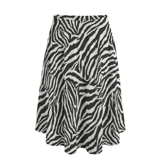 Animal Print - Zebra - Women's Pocket Midi Skirt
