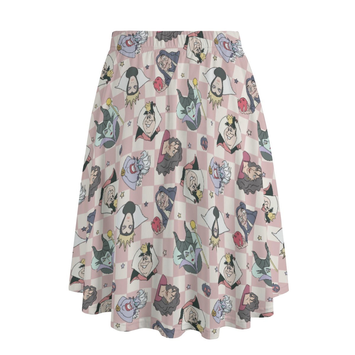 Pink Checkerboard Villains - Women's Pocket Midi Skirt