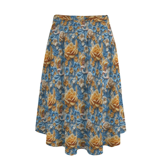 Regal Embroidered Royal Maiden - Women's Pocket Midi Skirt