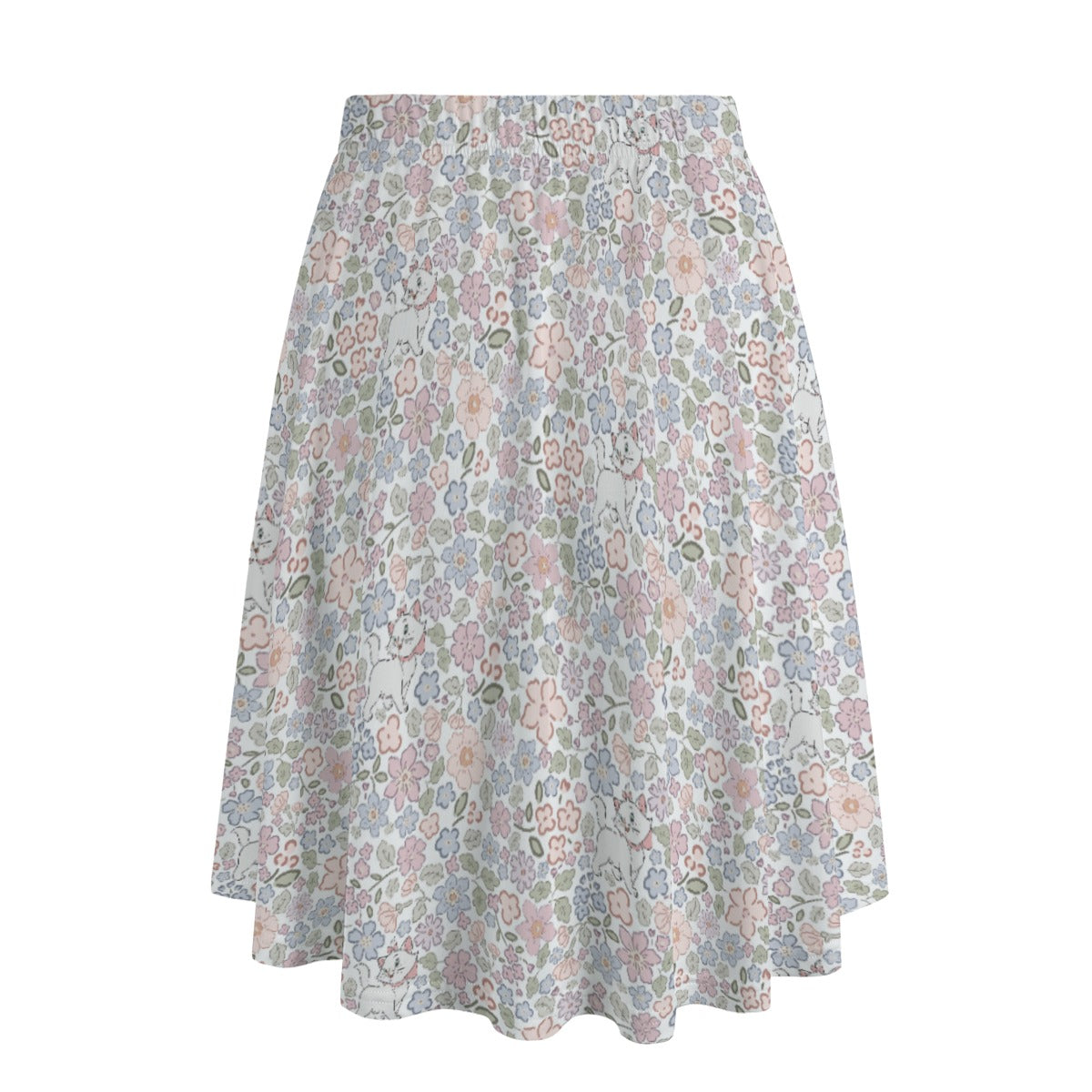 Springtime Kitten Garden Elegance - Women's Pocket Midi Skirt