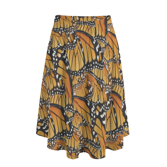 Animal Print - Monarch Butterfly - Women's Pocket Midi Skirt