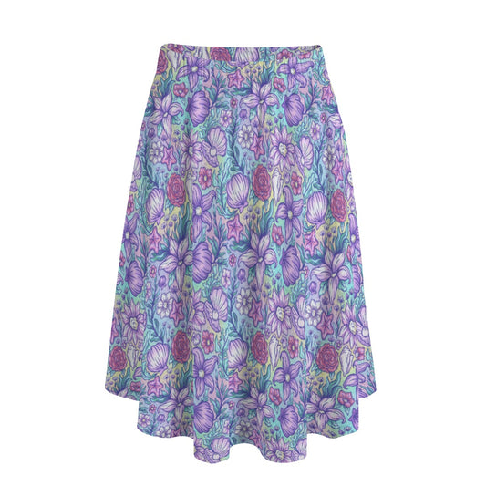 Fairytale Florals – Mermaid Princess - Women's Pocket Midi Skirt