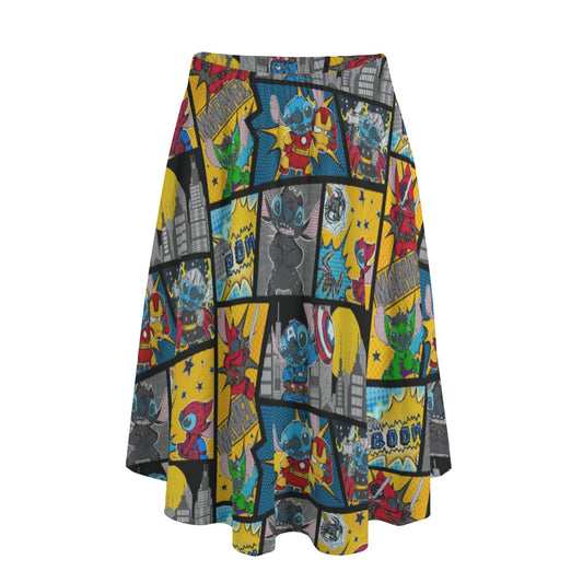 Superhero Stitch - Comic Action - Women's Pocket Midi Skirt
