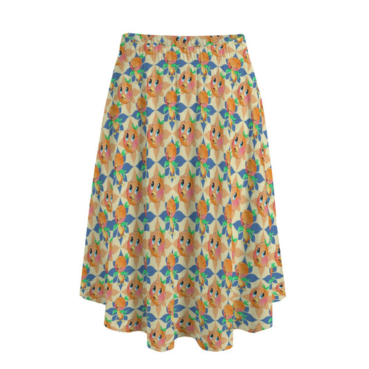 Retro Citrus Play - Women's Pocket Midi Skirt