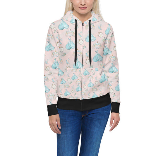 Women's Zip Up Hoodie - XL - Almost Midnight Cinderella Inspired - READY TO SHIP