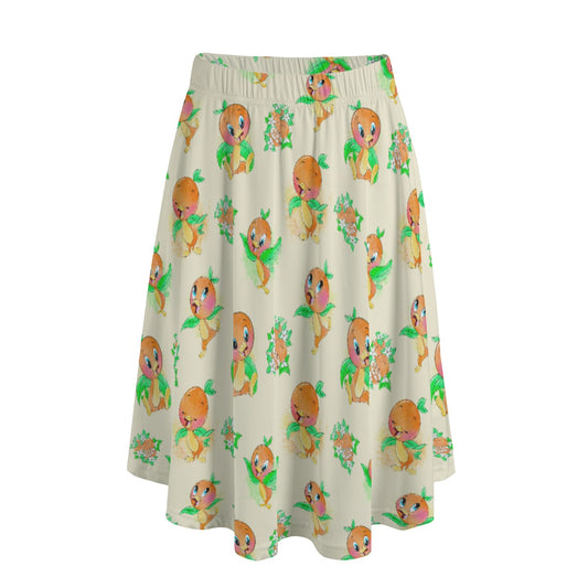 Citrus Charm Bird - Women's Pocket Midi Skirt