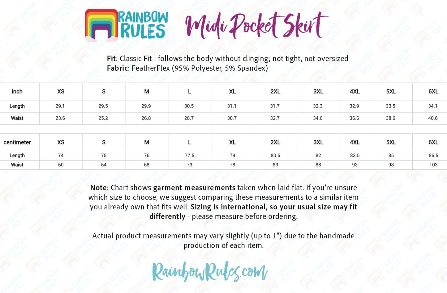 Women’s Pocket Midi Skirt Size Chart