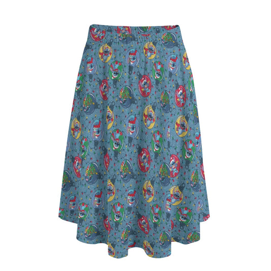 Holiday Baubles with Mischievous Blue Alien - Women's Pocket Midi Skirt