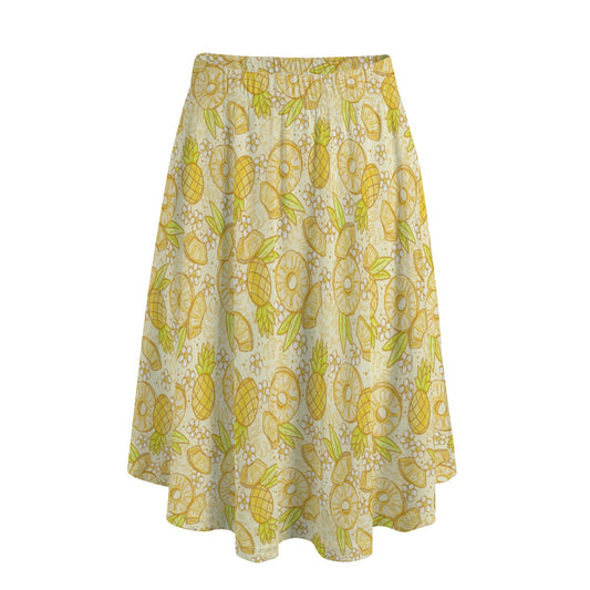 Summer Fruits - Pineapple - Women's Pocket Midi Skirt